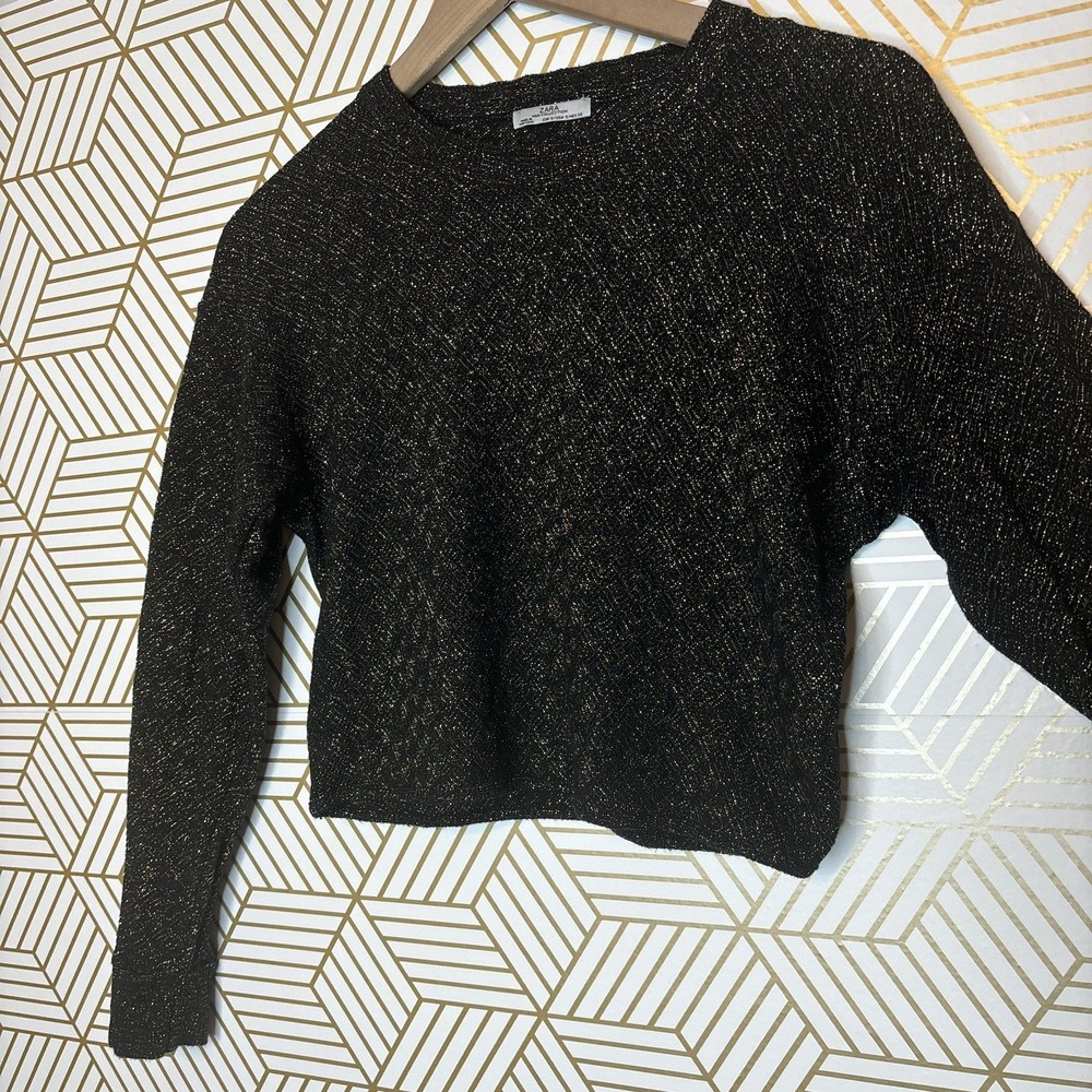Glitter Crop Top Black Small Gold Whimsigoth Sparkle Shimmer witchy club Fairy